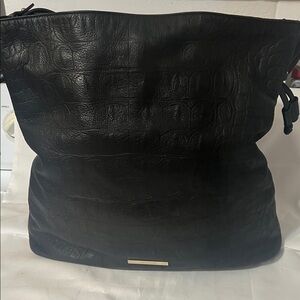 Brahmin Medium Harlow- Black Bergen   Elegant Black Leather Tote Bag